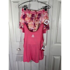 Reebok Girls Activewear Outfit Set Pink Tank Top‎ Shorts Size L (10/12) New NWT